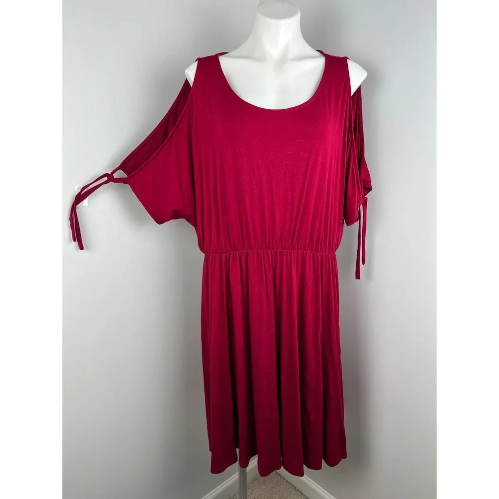 Torrid Red Jersey Cold Shoulder Stretch Dress 2X - Picture 2 of 7